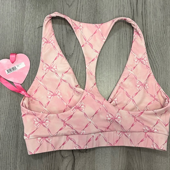 NWT LoveShackFancy x Beach Riot Pink Bow Twist Top - Picture 4 of 5